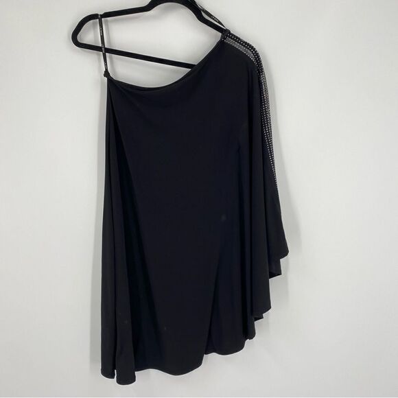 Allen B Women’s One Shoulder Mini Black Bat Sleeve Dress size XS - Picture 1 of 6